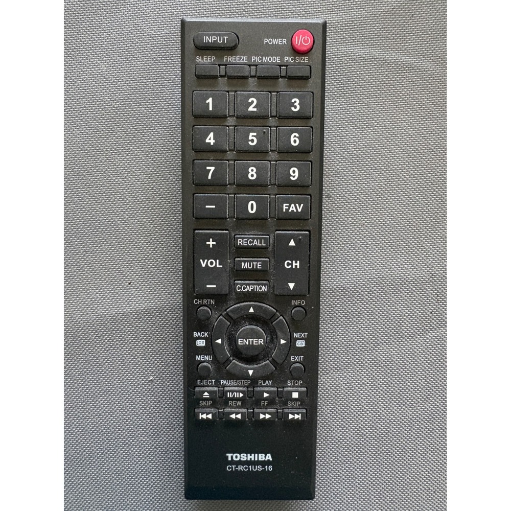 Toshiba CT-RC1US-16 TV Remote Control Black Replacement OEM